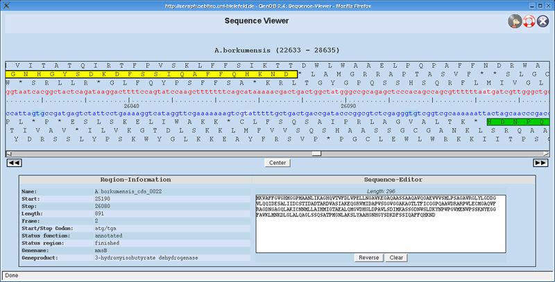 Screenshot of the GenDB Sequence Viewer.
