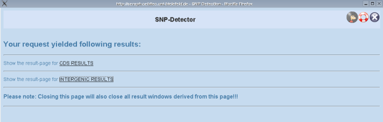 Screenshot of the SNP Detector result overview.