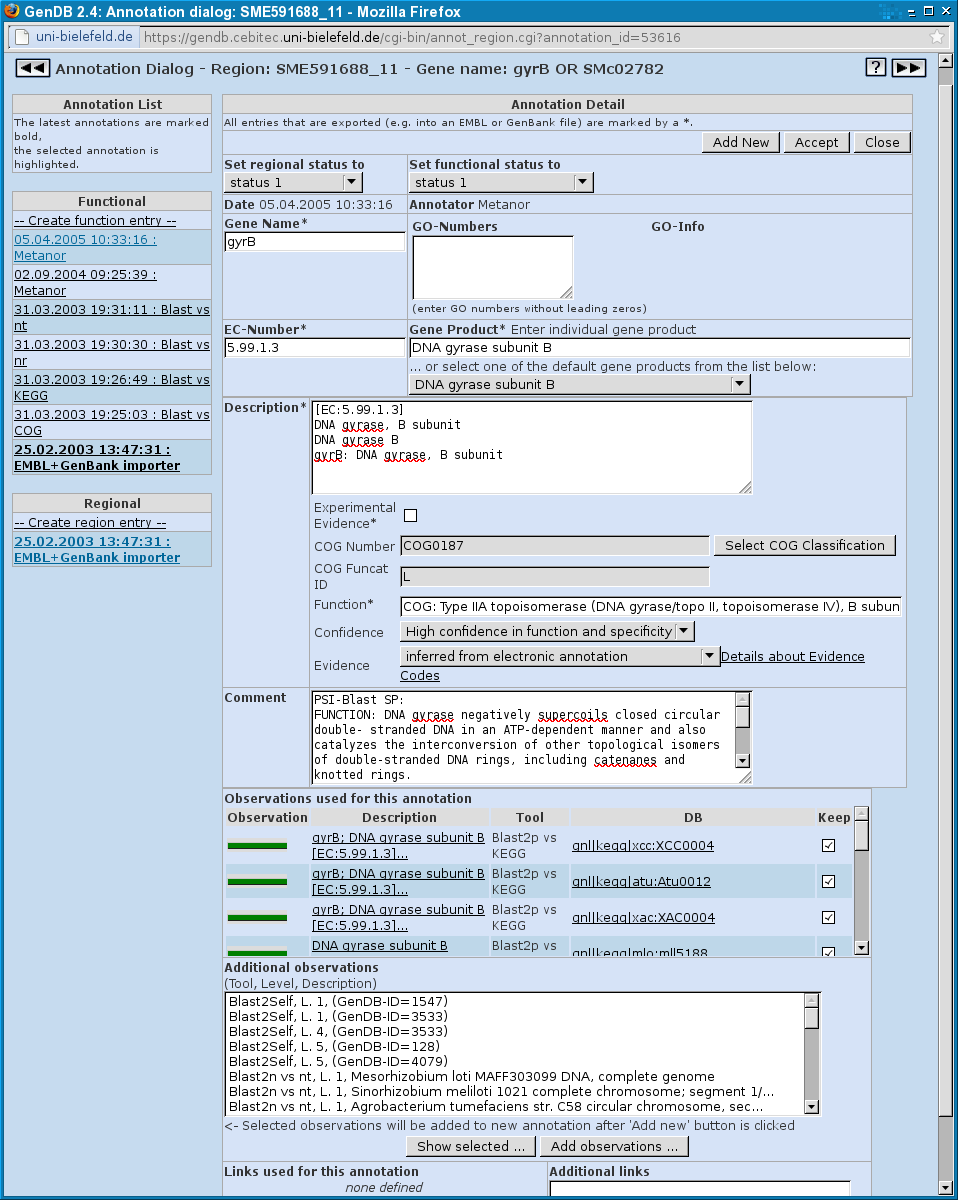 Screenshot of the Function Annotation Dialog.